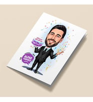 Kişiye Özel Doğum Günü Olan Erkek Karikatürlü Tebrik Kartı