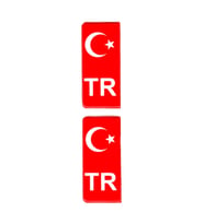 Türk Bayrağı Plaka Damla Sticker Su Geçirmez Solmaz 2 Adet