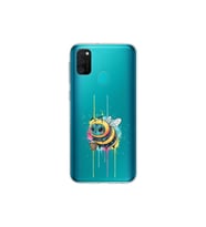 Samsung Galaxy M21 ile uyumlu Splash arı tasarımlı şeffaf silikon kılıf