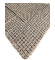 Desenli Flamalı Keten Eşarp- 06112 (Vizon)