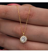 Gümüş Gold Minimal Yuvarlak Anturaj Kadın Kolye