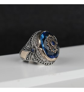Blue Topaz Taşlı 925 Ayar Gümüş Yüzük