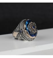 Blue Topaz Taşlı 925 Ayar Gümüş Yüzük