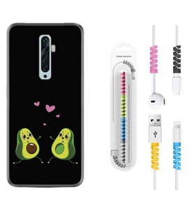 Oppo Reno 2Z 4 Lite 4 Pro 5 6 7 A31 Kılıf Kablo Koruma Spiral Silikon Aşık Avokadolar 1642