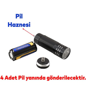 Lexroo Pil Hediyeli Portatif Pilli Küçük Klasik Led El Feneri Kamp Lambası Işıldak Fener Lambası 1