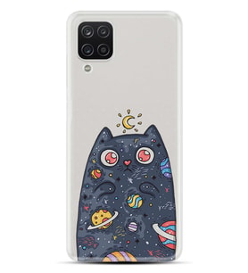 Kılıfland Samsung Galaxy A12 Kılıf Silikon Resimli Kapak Moon Cat Stok 1173
