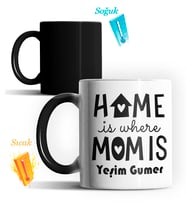 Kişiye Özel Home İs Where Mom İs Sihirli Kupa Bardak (Siyah - Beyaz)