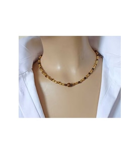 Doğal Kaplan Gözü ve Hematit Taşlı Unisex Kolye (Çok Renkli)