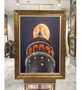 Altın Varaklı Paspartulu Çerçeveli Tablo rv1177