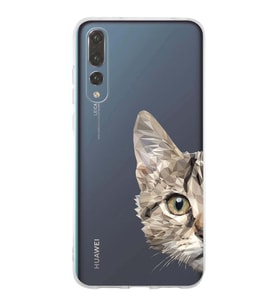 Huawei P20 Pro Uyumlu Kapak Catface Tasarımlı Şeffaf Silikon Kılıf