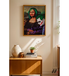 Mona Lisa Pop Art Mashup, Ahşap Çerçeveli Duvar Tablosu - Renkli Ev Dekorasyonu