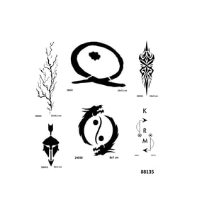 Karma Ying Yang 6 Adet Stencil Dövme Kalıbı Spreysiz Sadece Şablon