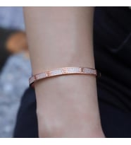 Crtr Modeli Rose Gold Kaplama Zirkon Taşlı Gümüş Kelepçe