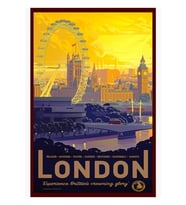 Londra - Retro Seyahat Posteri Sanat Tablo Ahşap Poster Dekoratif
