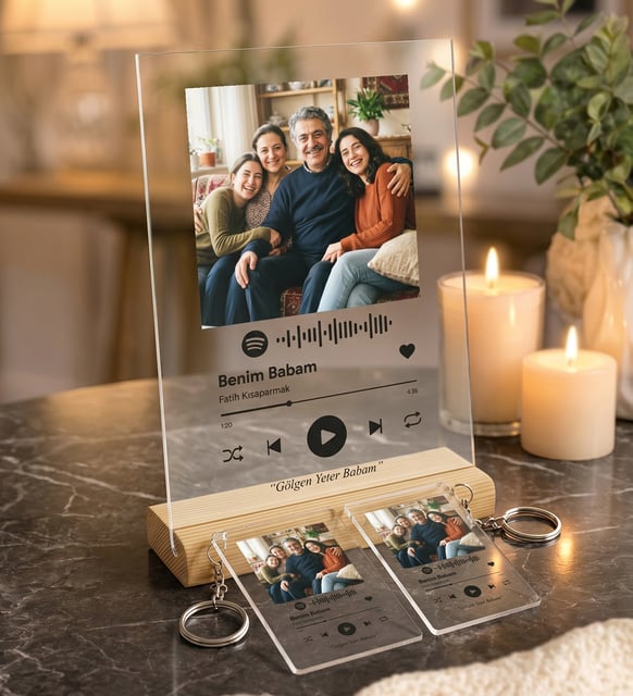 Kişiye Özel Spotify Plak ve 2 Adet Spotify Anahtarlık Seti