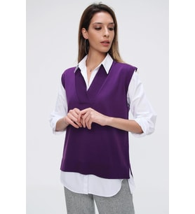 Chuba Kadın Triko Süveter 21W124 (Mor)