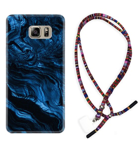 Samsung S7 Edge S20 Fe Plus Ultra S21 S22 Kılıf Boyun Asklı Rasta Silikon Blue MArble 1379