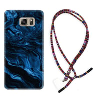 Samsung S7 Edge S20 Fe Plus Ultra S21 S22 Kılıf Boyun Asklı Rasta Silikon Blue MArble 1379