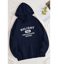 Holiday Baskılı Oversize Sweatshirt (Lacivert)