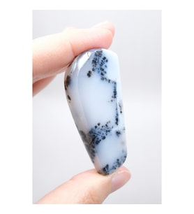 Mavi Beyaz Merlinite Cilalı Fırın - Buz Mavisi Dendritik Opal