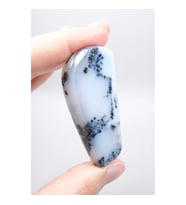 Mavi Beyaz Merlinite Cilalı Fırın - Buz Mavisi Dendritik Opal