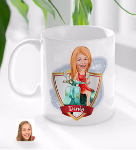 BK Gift Kişiye Özel İsimli Kadın Karikatürlü Beyaz Kupa Bardak-24