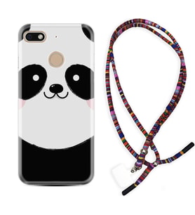 General Mobile GM8 Go GM9 GM20 Pro Plus Kılıf Boyun Asklı Rasta Silikon Sevimli Panda 1794