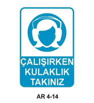 ÇALIŞIRKEN KULAKLIK TAKINIZ KADIN FİGÜRLÜ İŞ GÜVENLİĞİ UYARI LEVHASI 1 ADET PVC 21 X 29CM