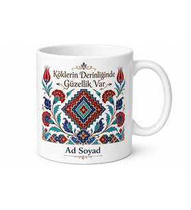 Anadolu Motifleri Seramik Kupa Bardak Özel Tasarım Hediye Bardak