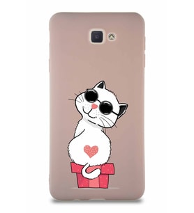 Samsung Galaxy J7 Prime 2 Soft Premier Kapak Coolcat Tasarımlı Silikon Kılıf - Pudra (Şeffaf)