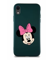 Apple iPhone XR Soft Premier Kapak Minnie Mouse-C Tasarımlı Silikon Kılıf - Yeşil (Şeffaf)