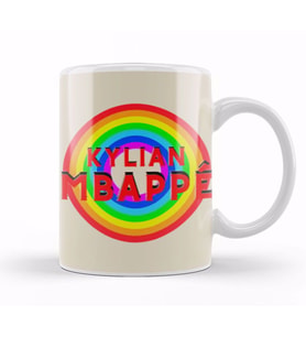 Kylian Mbappé   Vintage Retro Rainbow Style Kupa Bardak Porselen
