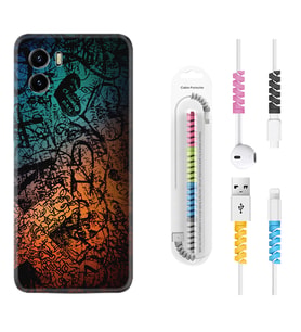 Vivo Y15S Y32 Y33S Y51 Y53S Kılıf Kablo Koruma Spiral Silikon İşaretler Tuval 1716