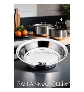21 Cm 4 Lü Tabak Seti Paslanmaz Çelik B.Caprio 719554