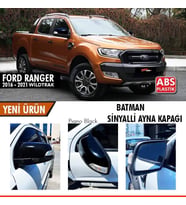 Ford Ranger T6 2016-2021 Sinyalli Batman Yarasa Ayna Kapağı Piano Black ABS Plastik