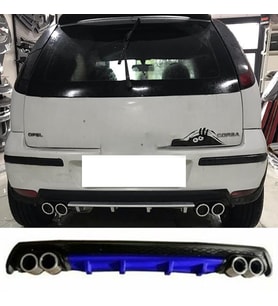 Opel Corsa C Mavi Difüzör Çiftli Yuvarlak Egzoz Görünümlü D Tip Difizör
