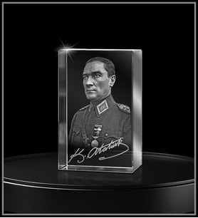 3d Kristal Atatürk 04 (Gerçek 3 Boyutlu Görüntü)