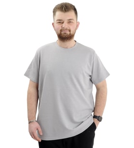 Mode XL Büyük Beden Waffle Basic T-shirt 20033 Gri
