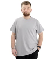 Mode XL Büyük Beden Waffle Basic T-shirt 20033 Gri