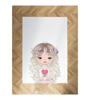 MEKTA HOME BEBEK VE ÇOCUK ODASI Kalp Tutan Prenses Kız Desenli Halı