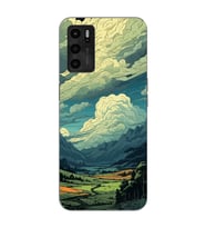 Oppo A16 Uyumlu Doğa ve Bulut Desenli Şeffaf Telefon Kılıfı