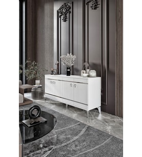 Kordon Konsol Mdf Mebran Kapak Beyaz Gümüş