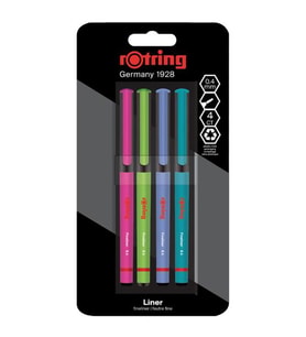 ROTRING 2166331 FINELINER KEÇE UÇLU KALEM CANLI RENKLER 4 LÜ BLISTER
