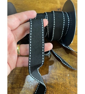 DİKİŞ İŞLEMELİ SİYAH ŞERİT DİKİŞ AKSESUARI EN 2 CM (1 METRE)