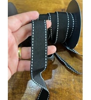 DİKİŞ İŞLEMELİ SİYAH ŞERİT DİKİŞ AKSESUARI EN 2 CM (1 METRE)