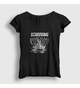 Presmono Kadın Siyah Crown Scorpions T-Shirt 108968tt