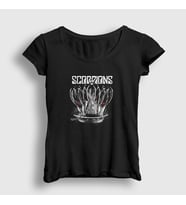 Presmono Kadın Siyah Crown Scorpions T-Shirt 108968tt