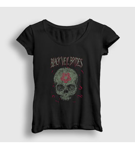 Presmono Kadın Siyah Skull V2 Black Veil Brides T-Shirt 387970tt