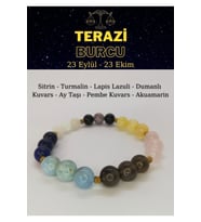 Terazi Burcu Bilekliği Lapislazuli,turmalin, Sitrin, Akuamarin, Pembe Kuvars, Aytaşı, Dumanlı Kuvars