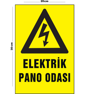 Metal Elektrik Pano Odası 20cm x 30cm A4 Büyüklüğünde Uyarı Levhası Yönlendirme Tabelası